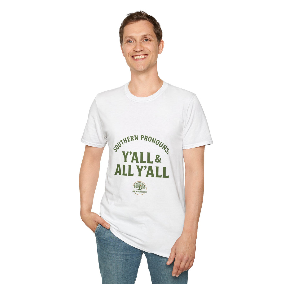 Southern Pronouns by Homegrown- Unisex Softstyle T-Shirt - Nature-Inspired Tee for Eco-Lovers